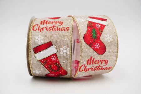 Κορδέλα με ενσύρματες κάλτσες Χριστουγέννων_KF6469G-14_Φυσικό